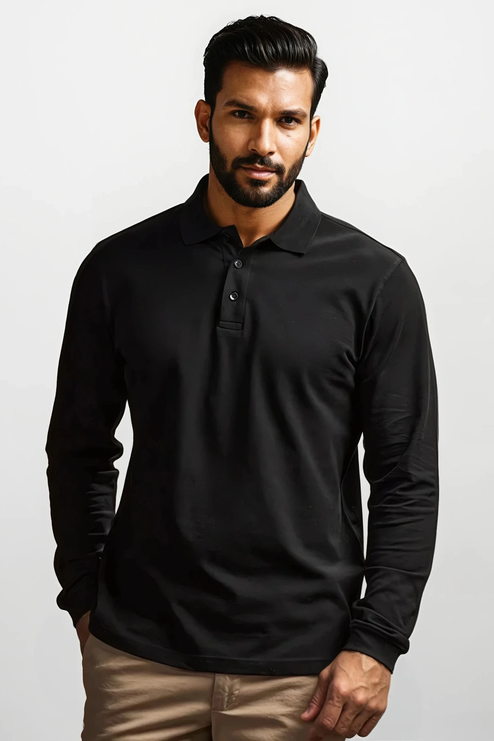 Luxury Stretch Long Sleeve Polo