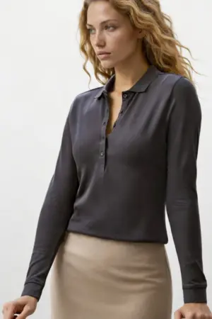 Womens Luxury Stretch LS Polo