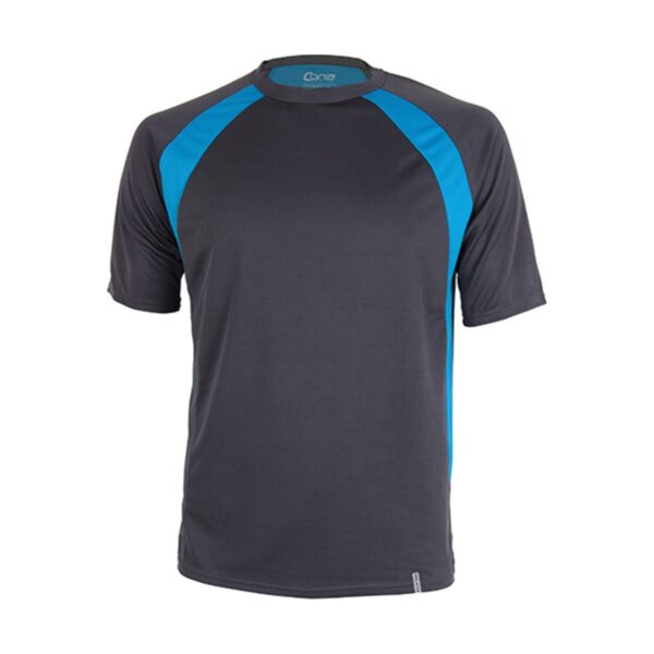 CONA SPORTS Pace Tech Tee Anthracite Azure Blue XXL