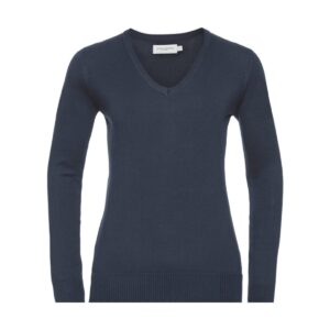 Russel Ladies V-Neck Knitted Pullover French Navy 4XL