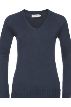 Russel Ladies V-Neck Knitted Pullover French Navy 4XL
