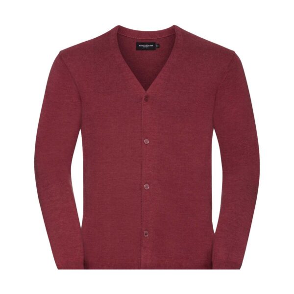 Russel Men's V-Neck Knitted Cardigan Cranberry Marl 4XL
