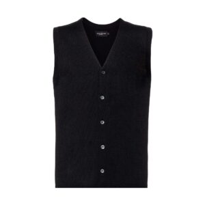 Russel Men's V-Neck Sleeveless Knitted Cardigan Black 4XL