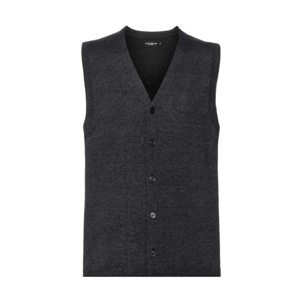 Russel Men's V-Neck Sleeveless Knitted Cardigan Charcoal Marl 4XL