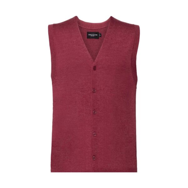 Russel Men's V-Neck Sleeveless Knitted Cardigan Cranberry Marl 4XL