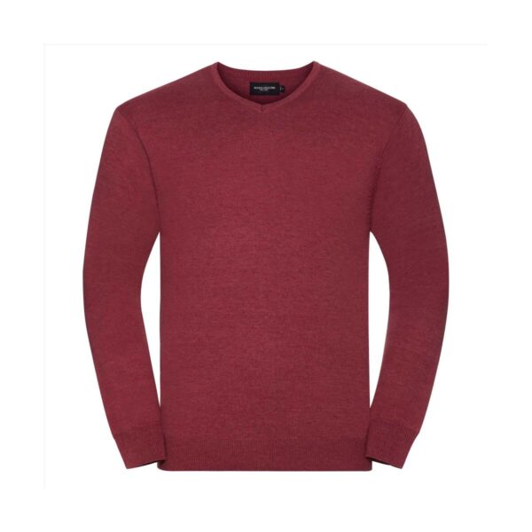Russel Men's V-neck Knitted Pullover Cranberry Marl 4XL