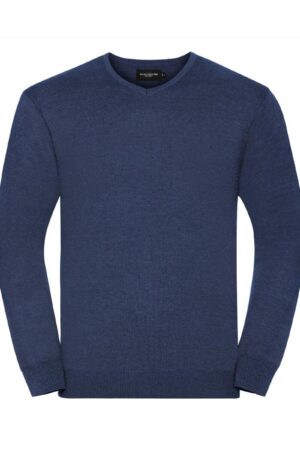 Russel Men's V-neck Knitted Pullover Denim Marl 4XL