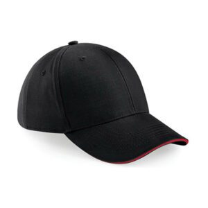 Beechfield Athleisure 6 Panel Cap Black Classic Red ONE SIZE