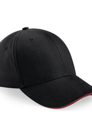 Beechfield Athleisure 6 Panel Cap Black Classic Red ONE SIZE