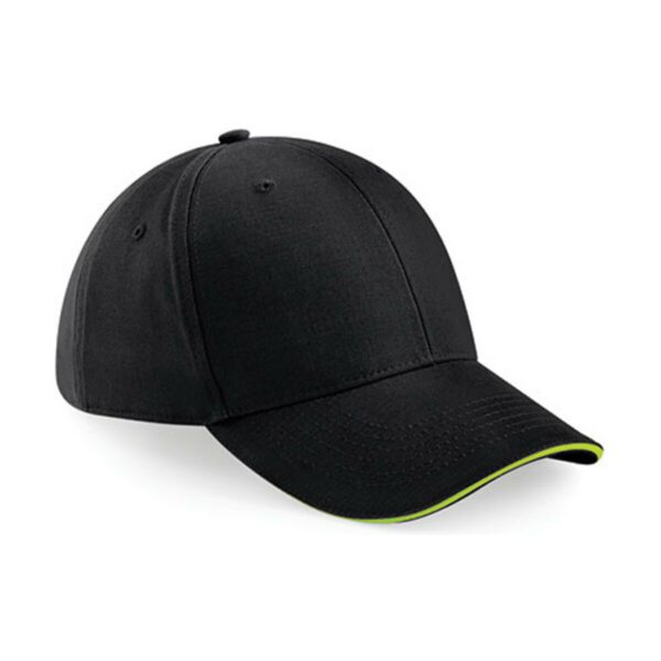 Beechfield Athleisure 6 Panel Cap Black Lime Green ONE SIZE