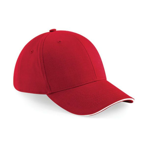 Beechfield Athleisure 6 Panel Cap Classic Red White ONE SIZE
