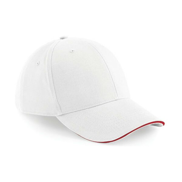 Beechfield Athleisure 6 Panel Cap White Classic Red ONE SIZE