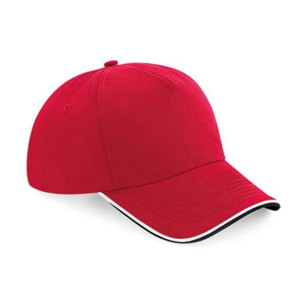 Beechfield Authentic 5 Panel Cap - Piped Peak Classic Red Black ONE SIZE