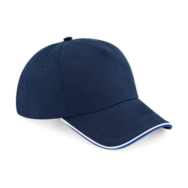 Beechfield Authentic 5 Panel Cap - Piped Peak French Navy Bright Royal ONE SIZE