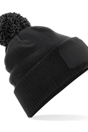 Beechfield Snowstar® Patch Beanie Black Graphite Grey ONE SIZE