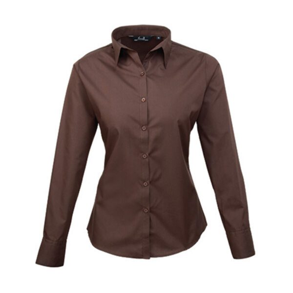 Premier Workwear Women´s Poplin Long Sleeve Blouse Brown 6XL