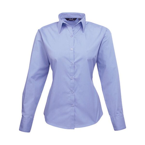 Premier Workwear Women´s Poplin Long Sleeve Blouse Mid Blue 6XL
