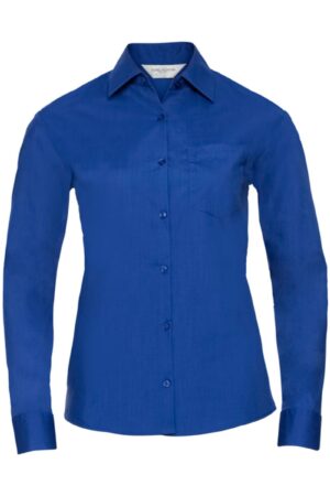 Russel Ladies Longsleeve Classic Polycotton Poplin Shirt Bright Royal 4XL