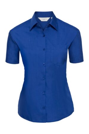 Russel Ladies Shortsleeve Classic Polycotton Poplin Shirt Bright Royal 4XL