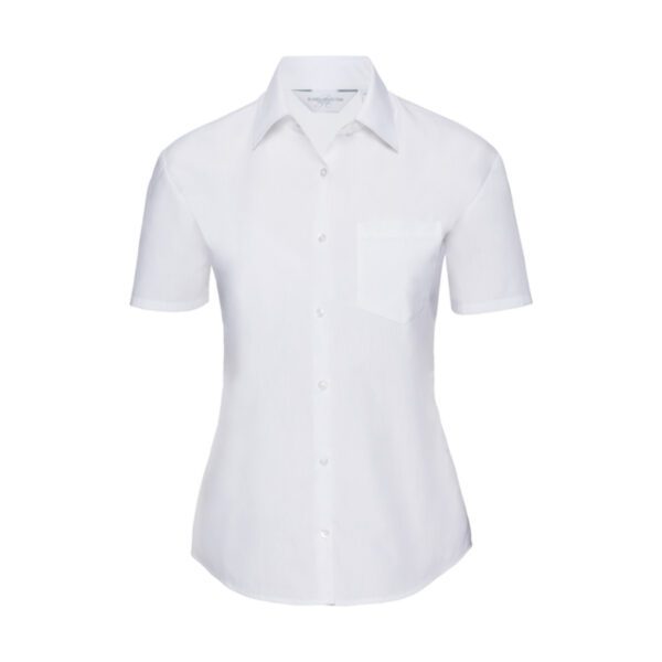 Russel Ladies Shortsleeve Classic Polycotton Poplin Shirt White 4XL