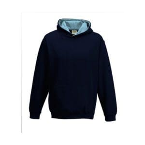 Just Hoods Kids` Varsity Hoodie New French Navy Sky Blue 12-13 jaar (152-158)