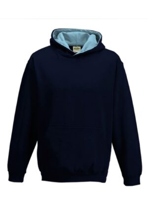 Just Hoods Kids` Varsity Hoodie New French Navy Sky Blue 12-13 jaar (152-158)