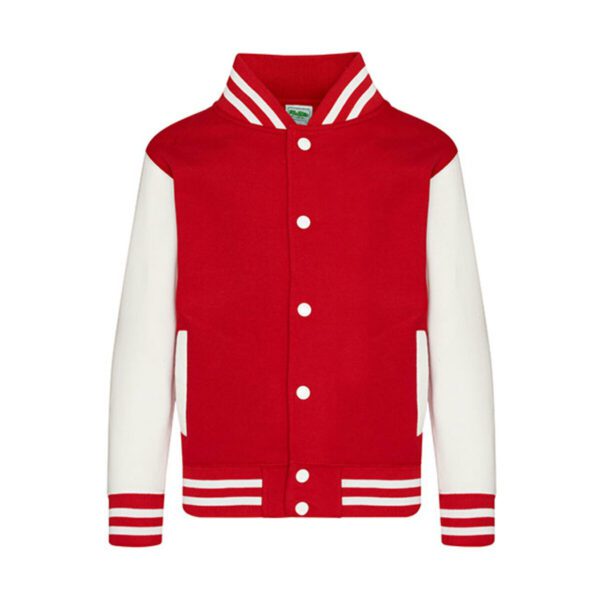 Just Hoods Kids` Varsity Jacket Fire Red White 12-13 jaar (152-158)