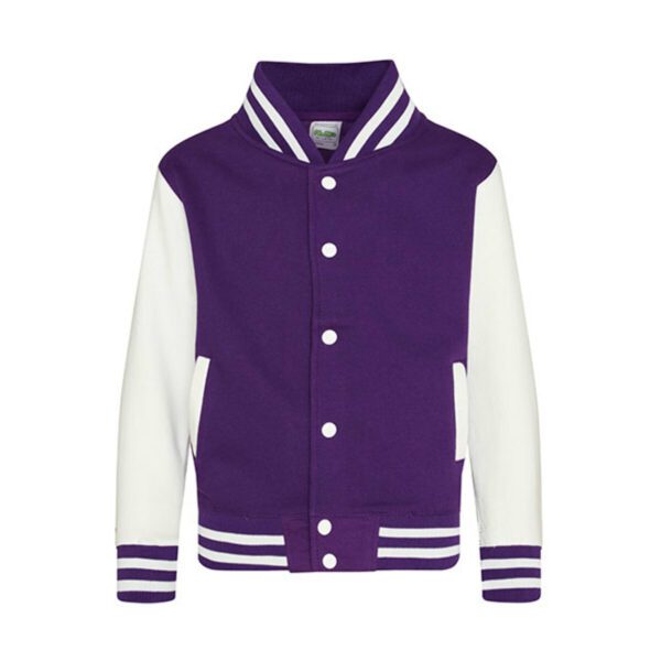 Just Hoods Kids` Varsity Jacket Purple White 12-13 jaar (152-158)