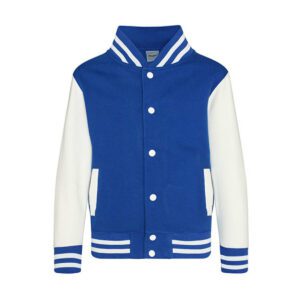 Just Hoods Kids` Varsity Jacket Royal Blue White 12-13 jaar (152-158)
