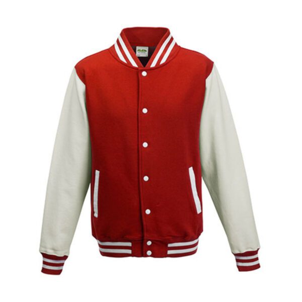 Just Hoods Varsity Jacket Fire Red White 3XL