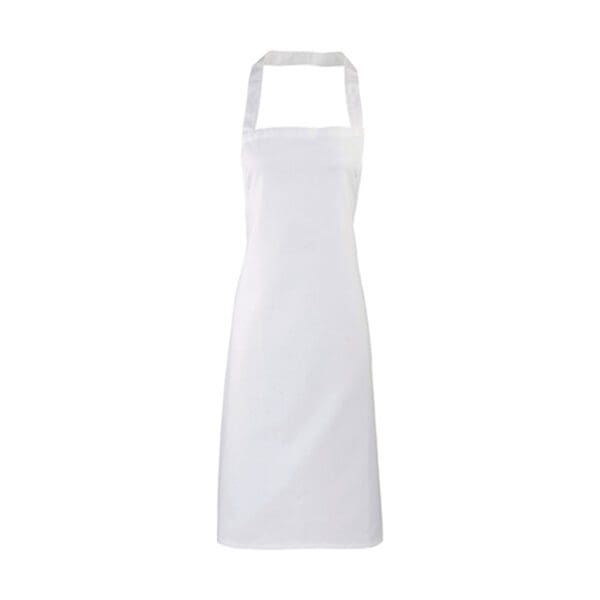 Premier Workwear 100% Organic Cotton Bib Apron (No Pocket) White ONE SIZE