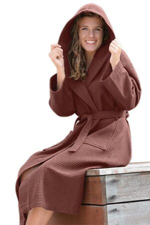 A&R Robezz® Waffle Bathrobe With Hood Old Pink 4XL