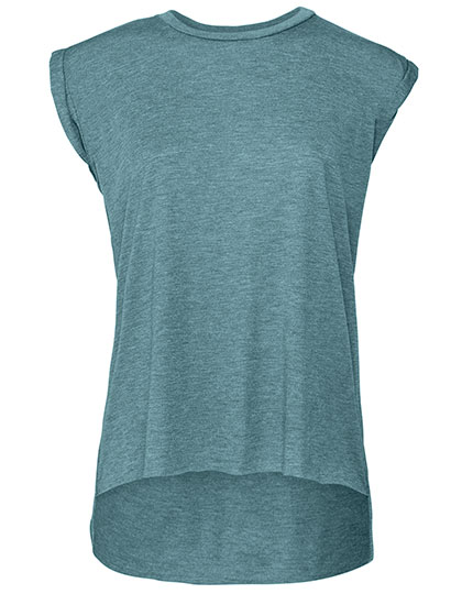 Bella Canvas Women´s Flowy Muscle Tee With Rolled Cuff Heather Deep Teal XL
