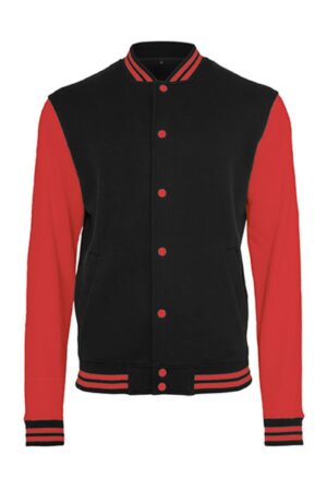 Build Your Brand Sweat College Jacket Black Red 5XL