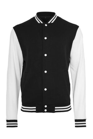 Build Your Brand Sweat College Jacket Black White 5XL