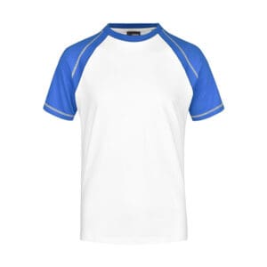 James & Nicholson Men´s Raglan-T White Royal 3XL