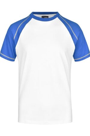 James & Nicholson Men´s Raglan-T White Royal 3XL