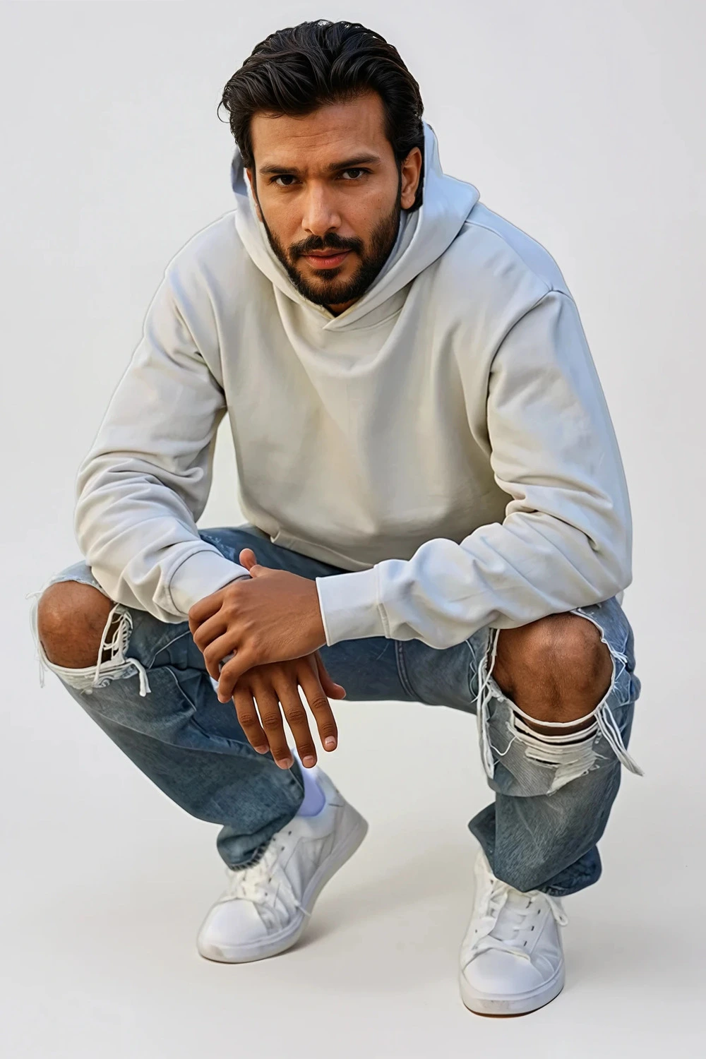 Unlabeled Heavy Loose Fit Hooded Sweatshirt